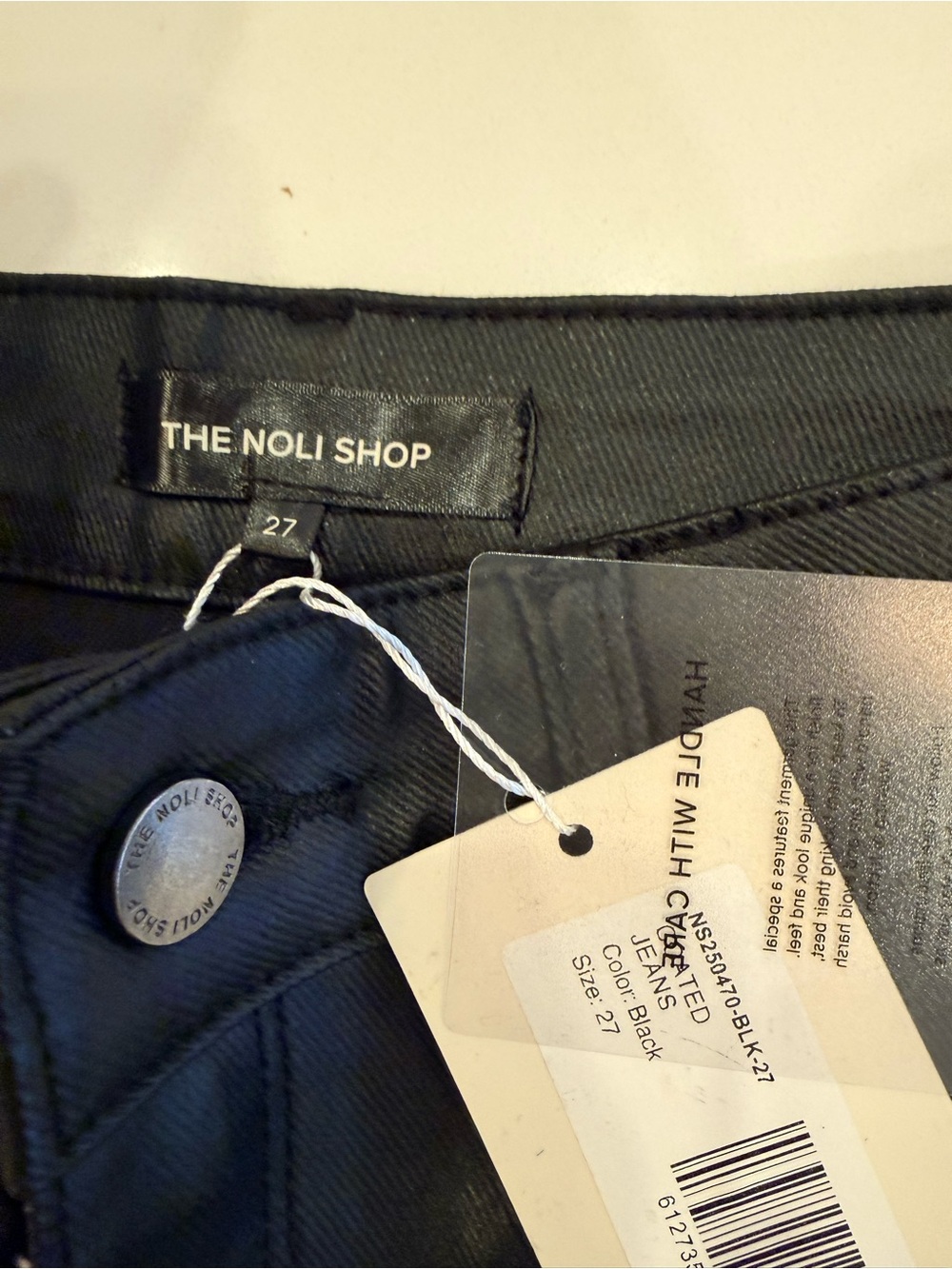 The Noli Shop Aria Coated Flare Jean Black SZ 27 - Picture 2 of 11